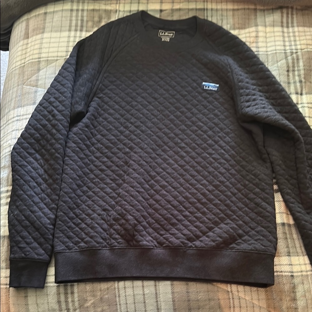 L.L. Bean Black Quilted Crewneck